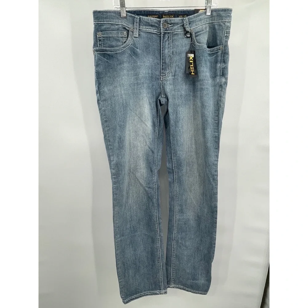 Helix Mens‎ Slim Straight Jeans Light Wash Denim 34W x 34L   NWT